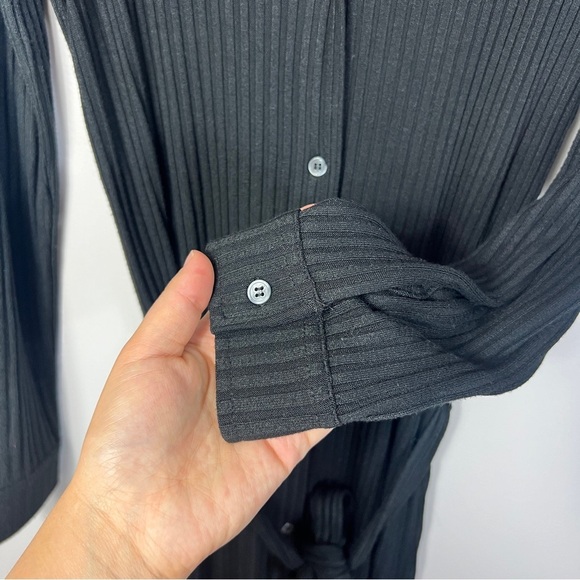 Liverpool Los Angeles Black Button Front Ripped Knit Shirt Dress women size S - Picture 8 of 12